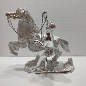 VINTAGE Super Cool Aluminum replica of the famous Marley Horses sculpture -